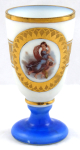 Glass of milk glass and medallion