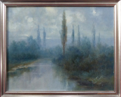 F. J. Dyck - Landscape by the river in a misty haze