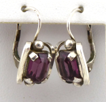 Silver earrings with purple stones - Jablonec bijouterie