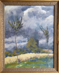 Landscape with grain field before the storm