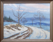 Edel Jindrich - Winter landscape with a bend in the road