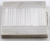 Silver square powder box with lines