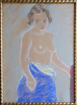Akt ženy, pastel - nečitelná signatura