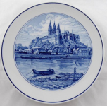 Meissen cobalt plate with a view of the city of Meissen